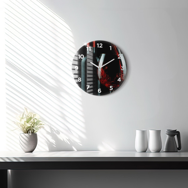 Round glass wall clock A bottle of wine
