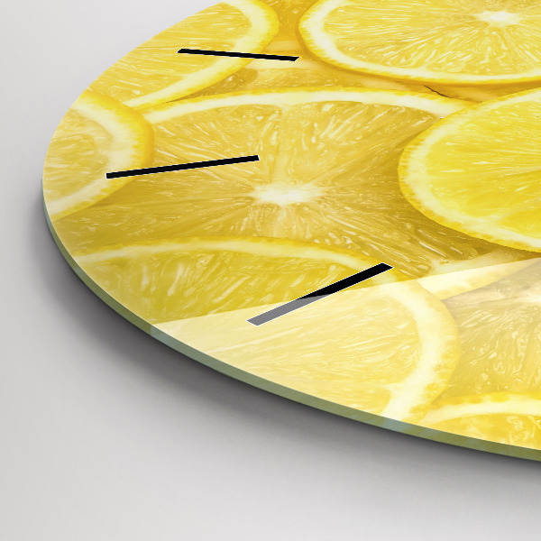 Round glass wall clock Lemon slices