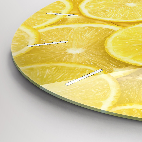 Round glass wall clock Lemon slices