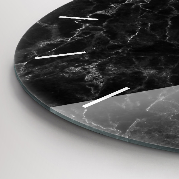 Round glass wall clock Dark marble