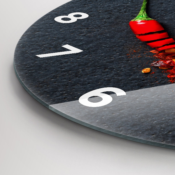 Round glass wall clock Red pepper seasoning