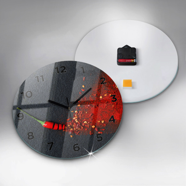 Round glass wall clock Red pepper seasoning