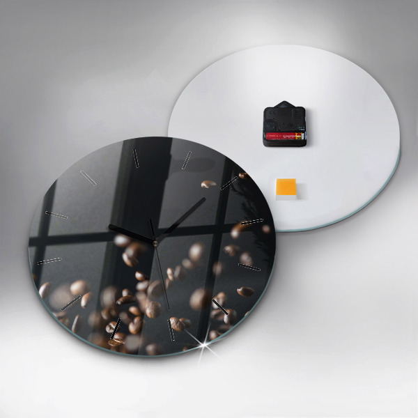 Round glass wall clock Coffee beans