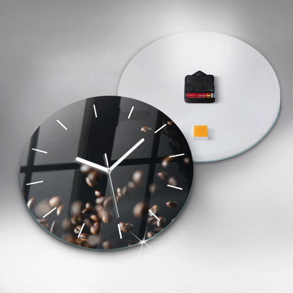 Round glass wall clock Coffee beans
