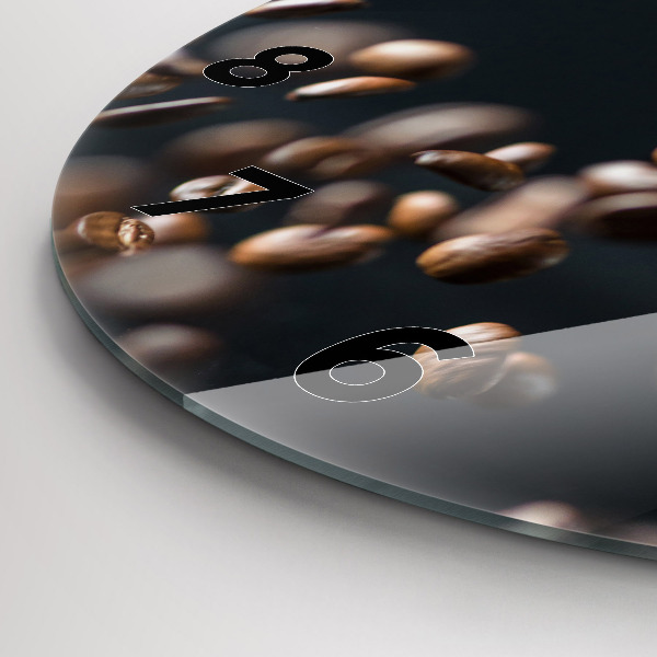 Round glass wall clock Coffee beans