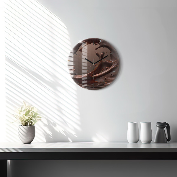 Round glass wall clock Cocoa waves
