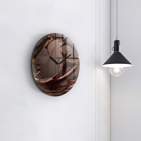 Round glass wall clock Cocoa waves