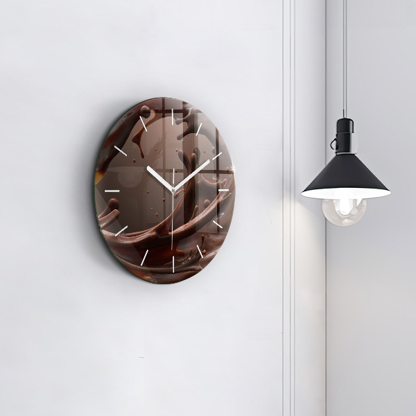 Round glass wall clock Cocoa waves