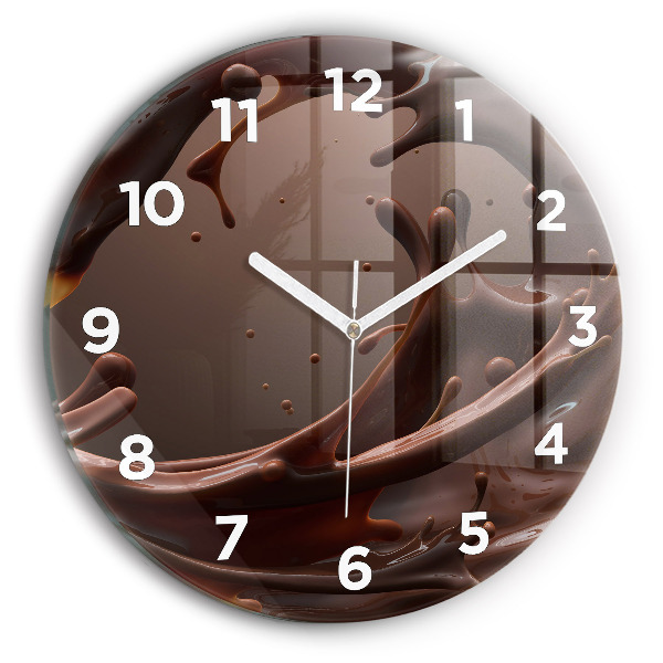 Round glass wall clock Cocoa waves