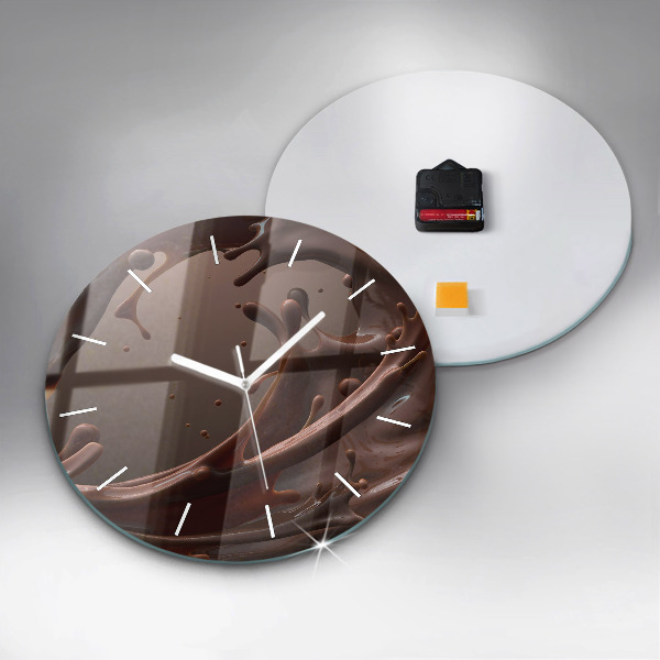Round glass wall clock Cocoa waves