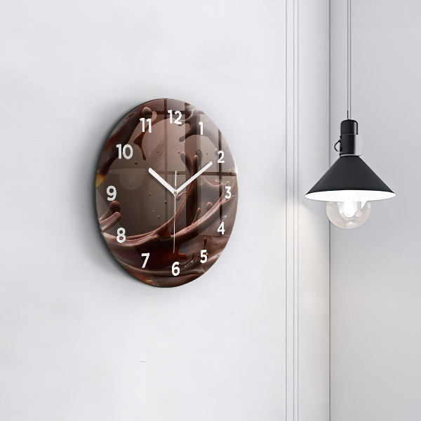 Round glass wall clock Cocoa waves