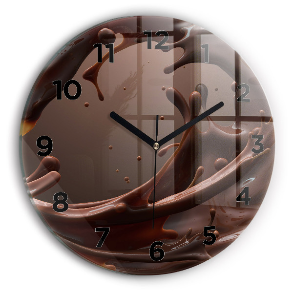 Round glass wall clock Cocoa waves