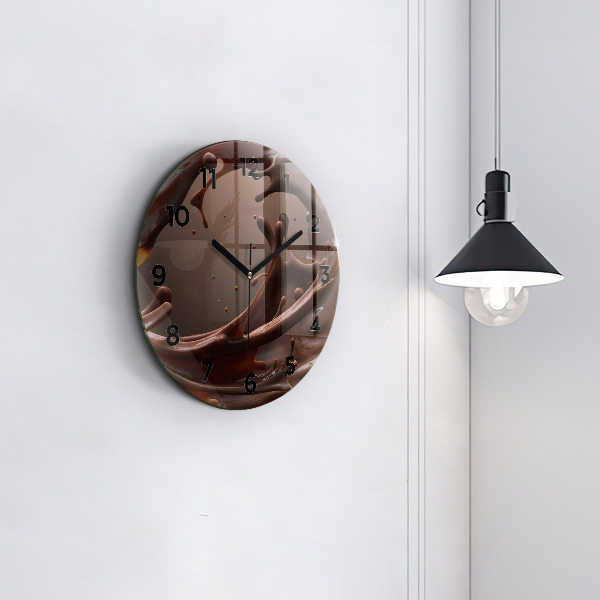 Round glass wall clock Cocoa waves