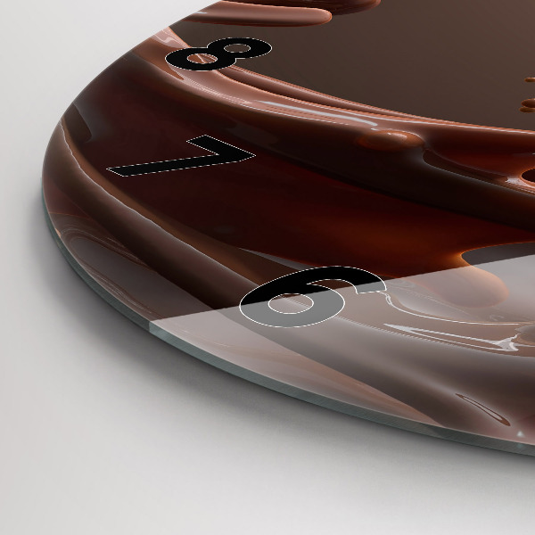 Round glass wall clock Cocoa waves