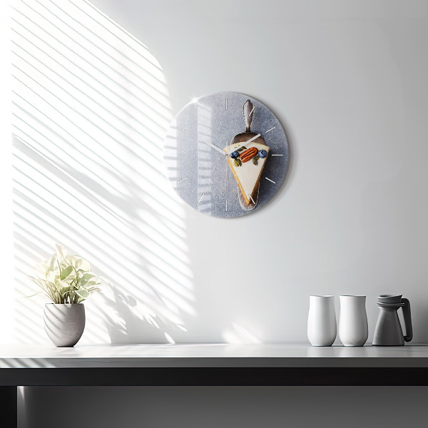 Round glass wall clock A piece of cake
