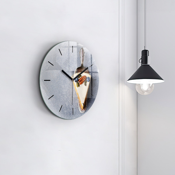 Round glass wall clock A piece of cake