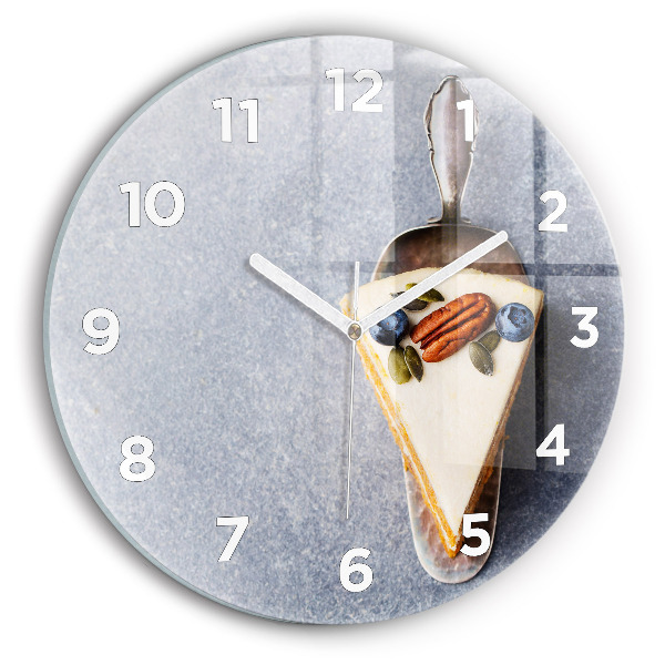 Round glass wall clock A piece of cake