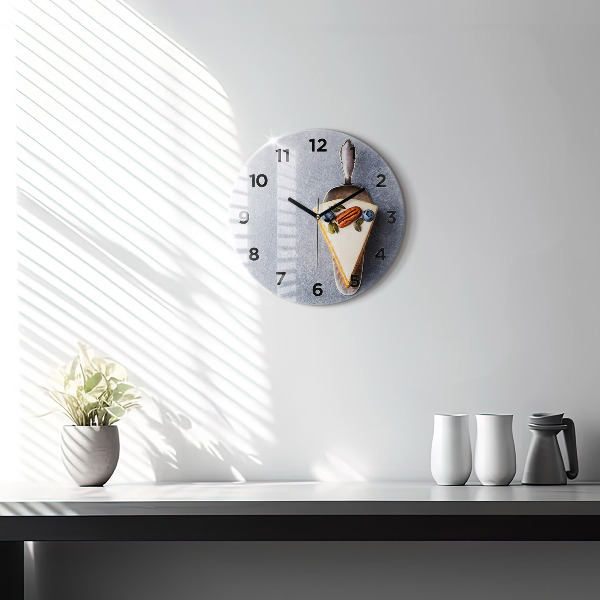 Round glass wall clock A piece of cake