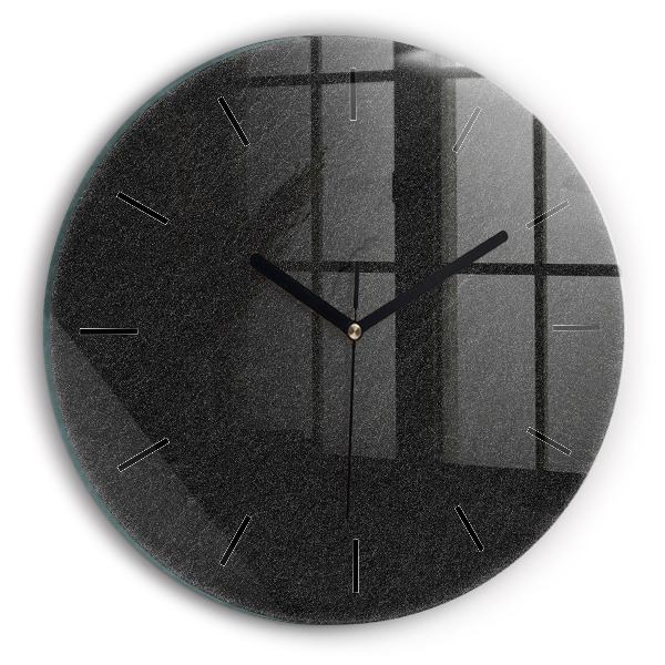 Round glass wall clock Dark rock