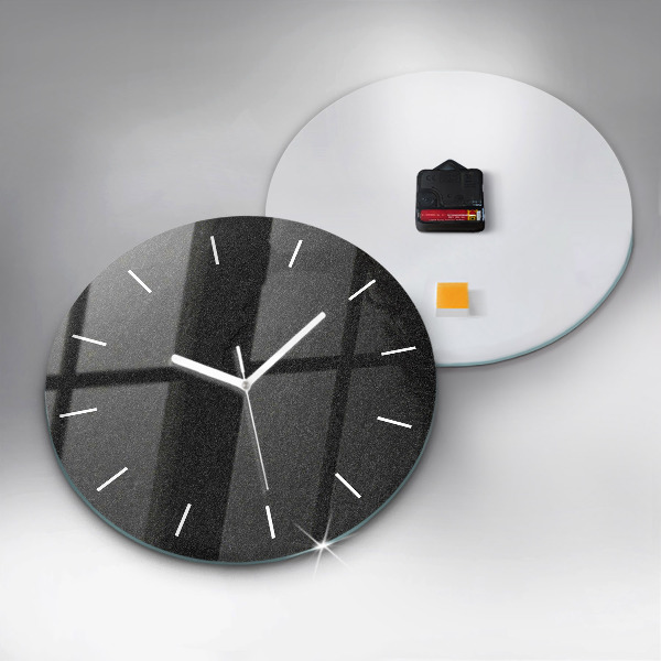 Round glass wall clock Dark rock