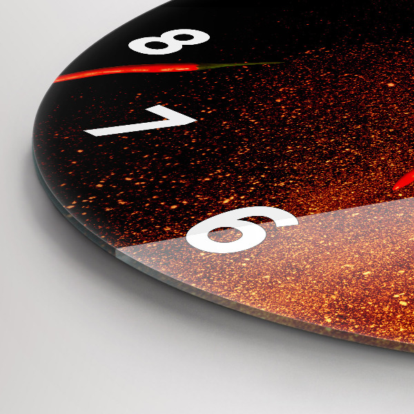 Round glass wall clock Chili peppers