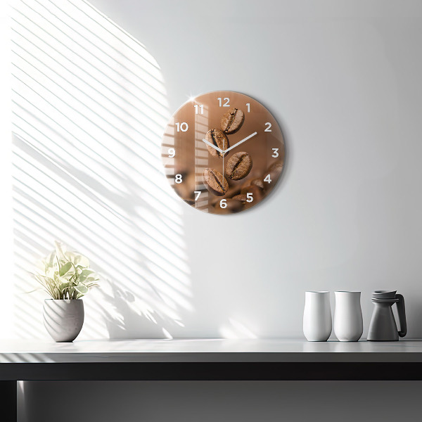 Round glass wall clock Abstract colors