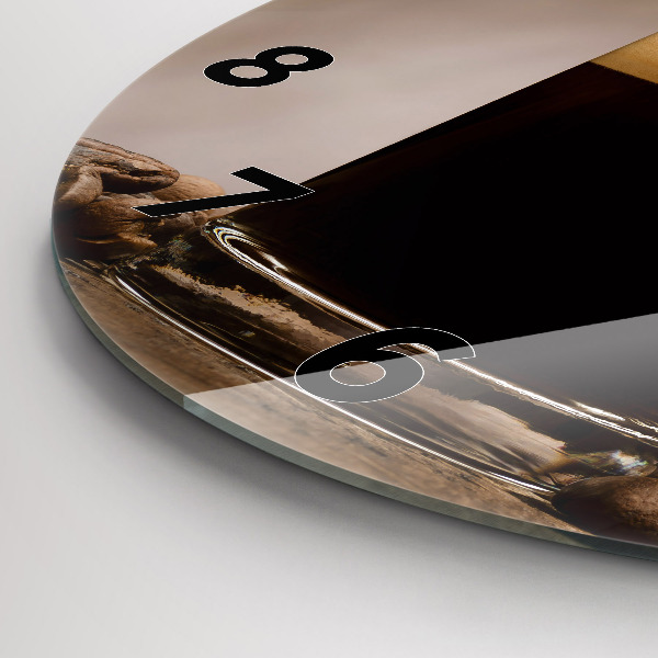 Round glass wall clock A cup of coffee