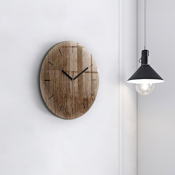 Round glass wall clock Dark wood