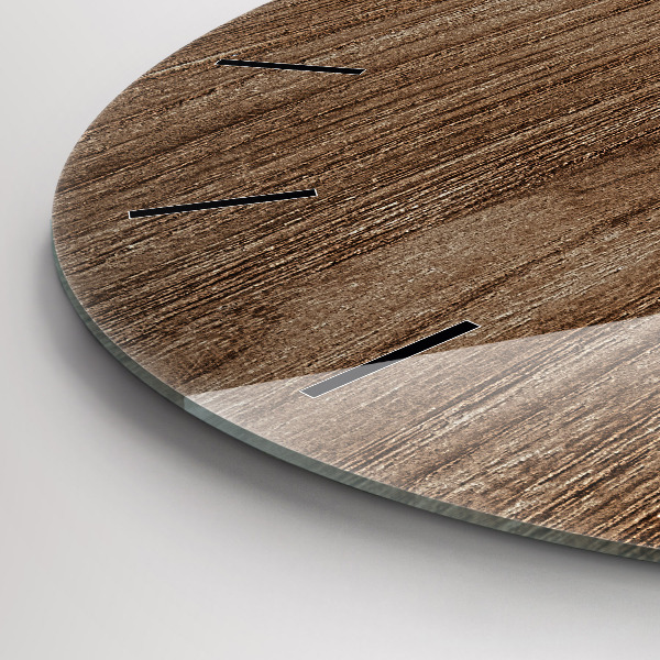 Round glass wall clock Dark wood