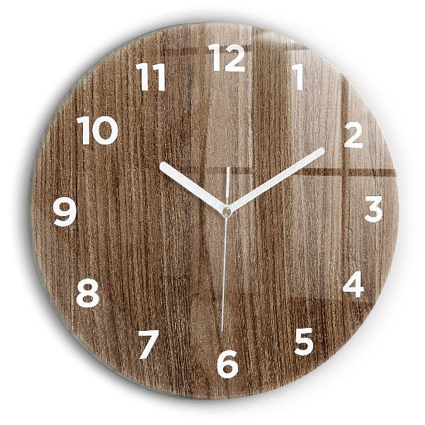 Round glass wall clock Dark wood