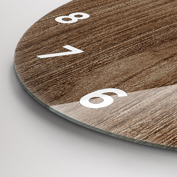 Round glass wall clock Dark wood