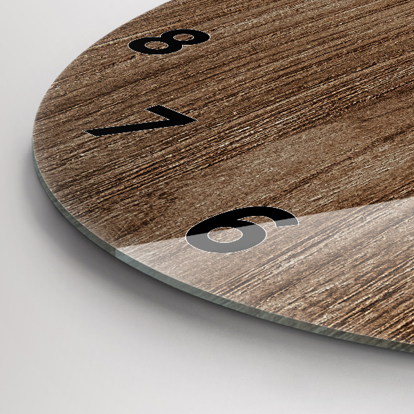 Round glass wall clock Dark wood