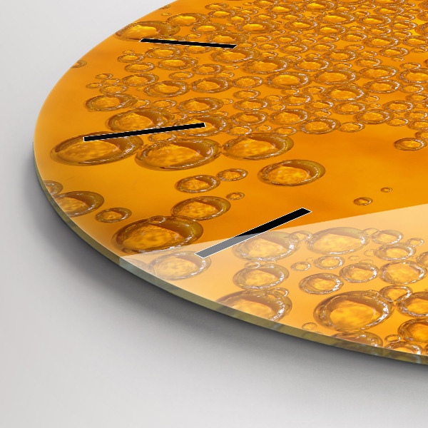 Round glass wall clock Beer with foam