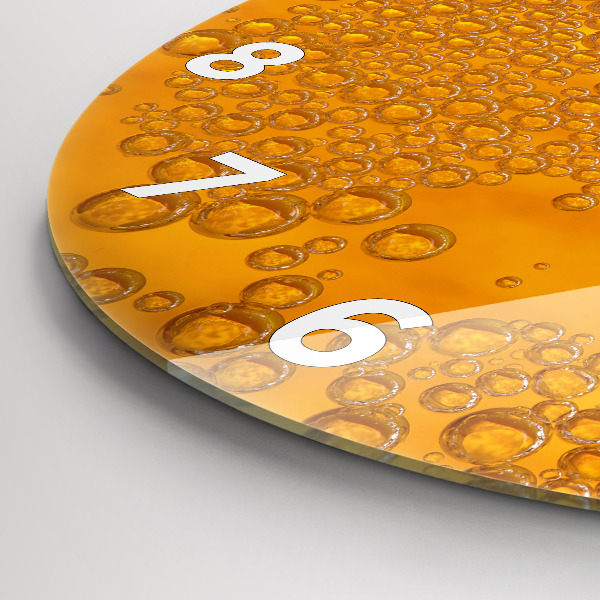 Round glass wall clock Beer with foam