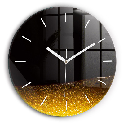 Round glass wall clock Orange juice