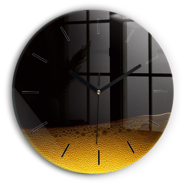 Round glass wall clock Orange juice