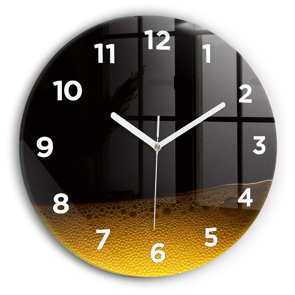 Round glass wall clock Orange juice