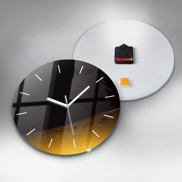 Round glass wall clock Orange juice