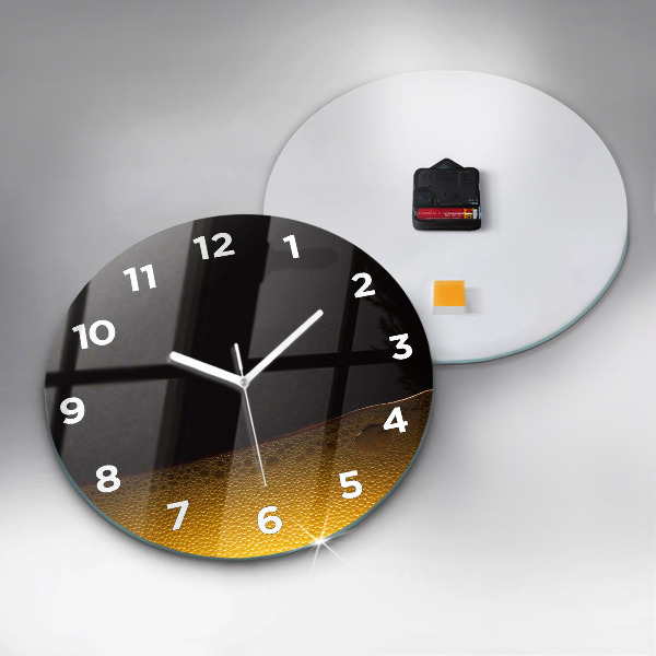 Round glass wall clock Orange juice