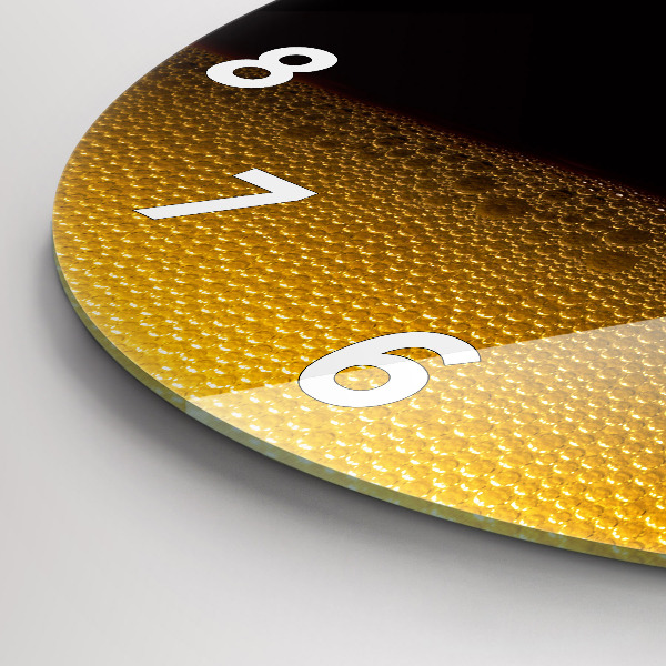 Round glass wall clock Orange juice