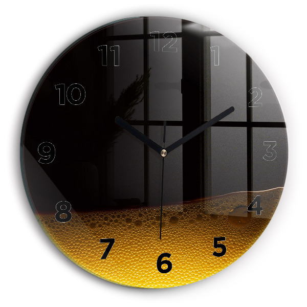 Round glass wall clock Orange juice