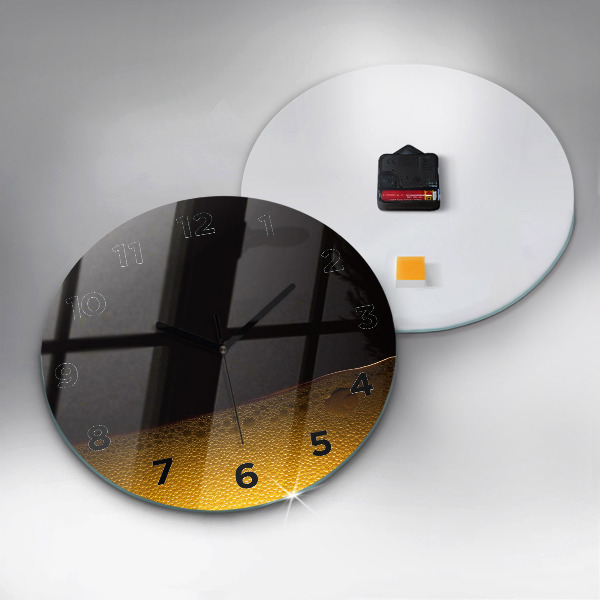 Round glass wall clock Orange juice