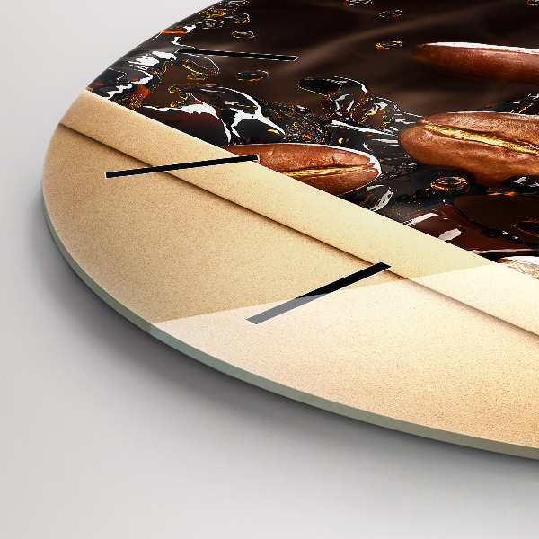 Round glass wall clock Hot coffee