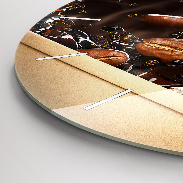 Round glass wall clock Hot coffee