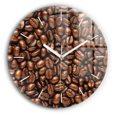 Round glass wall clock Coffee beans