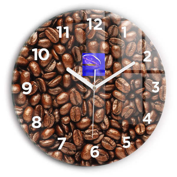 Round glass wall clock Coffee beans