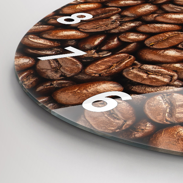 Round glass wall clock Coffee beans