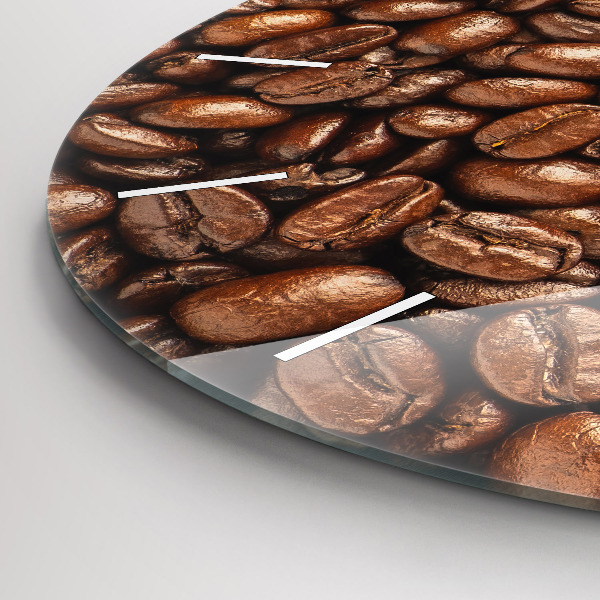 Round glass wall clock Coffee beans