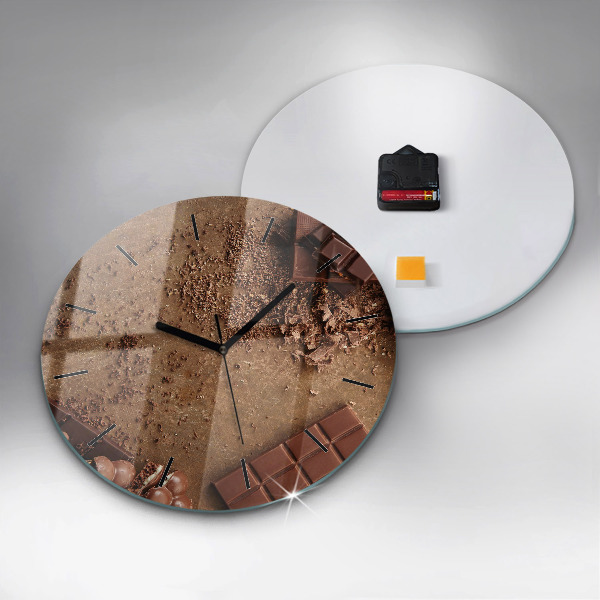 Round glass wall clock Chocolate bars