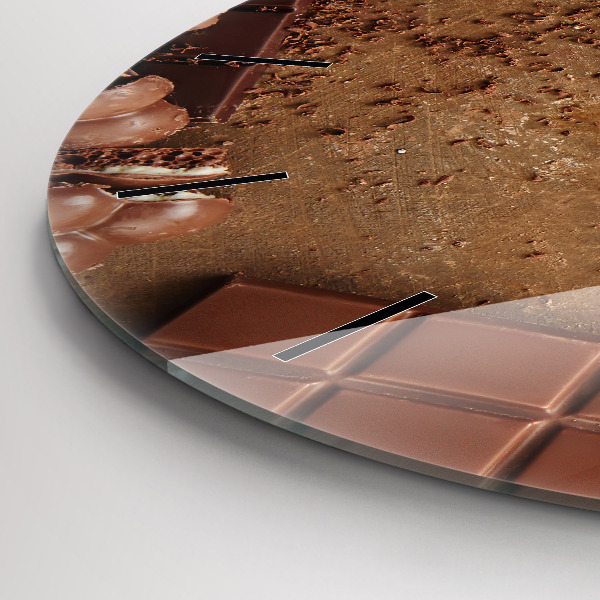 Round glass wall clock Chocolate bars